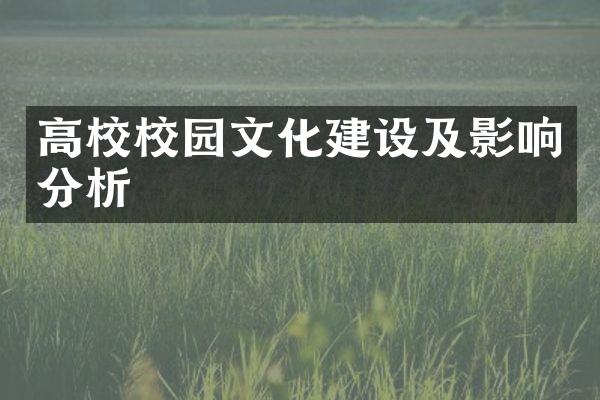 高校校园文化建设及影响分析