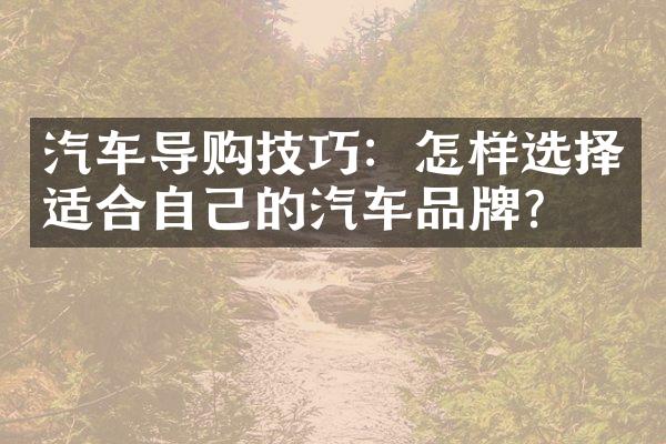 汽车导购技巧：怎样选择适合自己的汽车品牌？