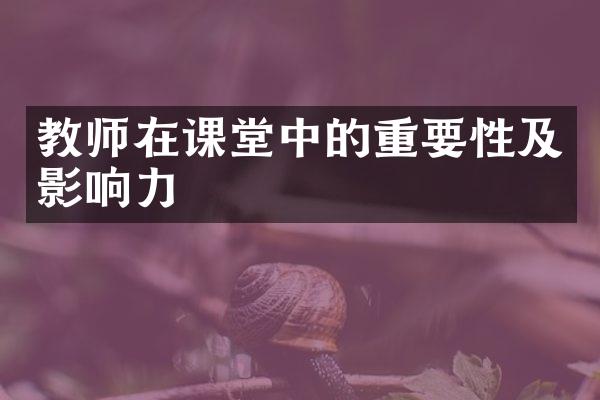 教师在课堂中的重要性及影响力