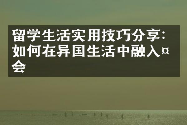 留学生活实用技巧分享：如何在异国生活中融入社会