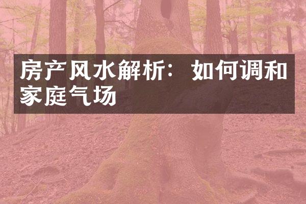 房产风水解析：如何调和家庭气场