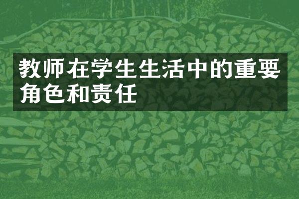 教师在学生生活中的重要角色和责任