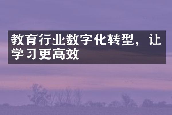 教育行业数字化转型，让学习更高效