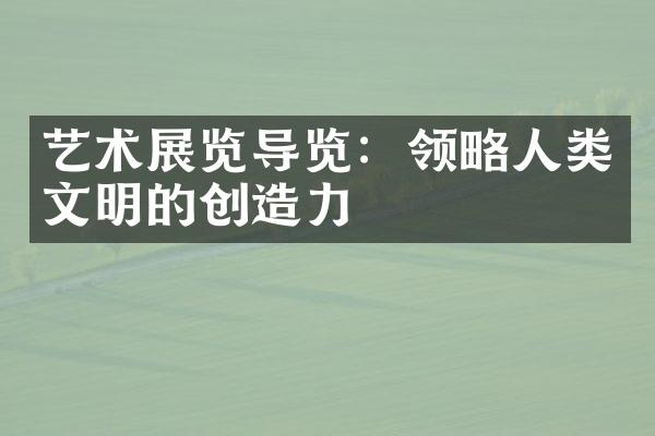 艺术展览导览：领略人类文明的创造力