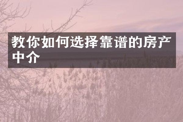 教你如何选择靠谱的房产中介