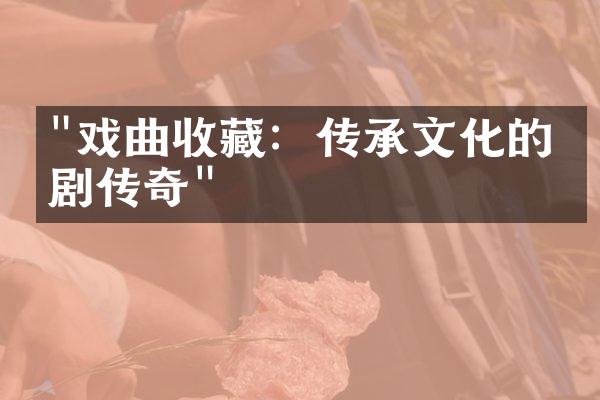 "戏曲收藏：传承文化的戏剧传奇"