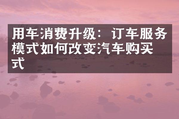 用车消费升级：订车服务模式如何改变汽车购买方式