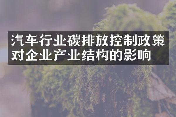 汽车行业碳排放控制政策对企业产业结构的影响