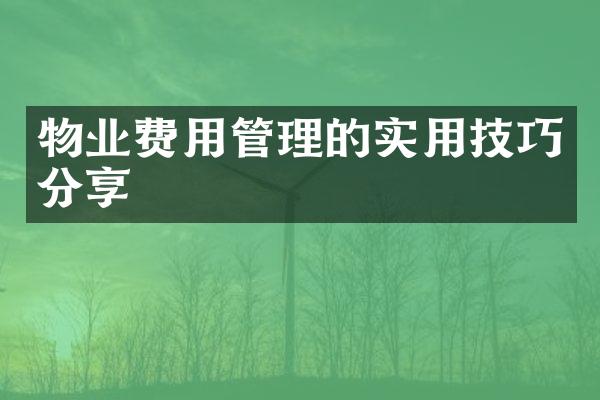 物业费用管理的实用技巧分享