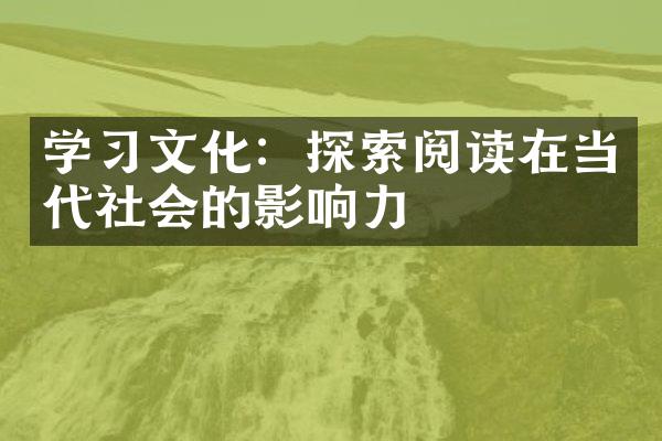 学习文化：探索阅读在当代社会的影响力