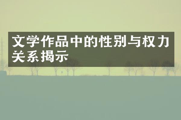 文学作品中的性别与权力关系揭示