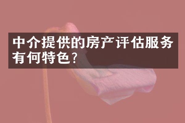 中介提供的房产评估服务有何特色？