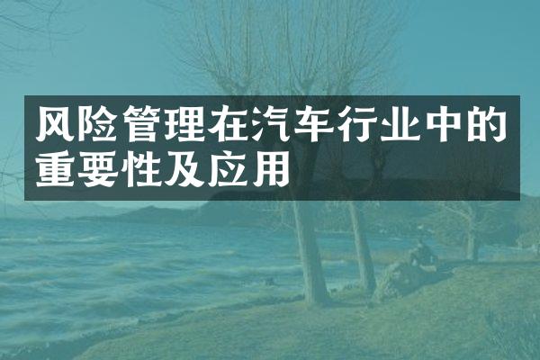 风险管理在汽车行业中的重要性及应用