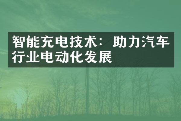 智能充电技术：助力汽车行业电动化发展