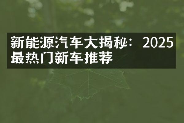 新能源汽车大揭秘：2025年最热门新车推荐