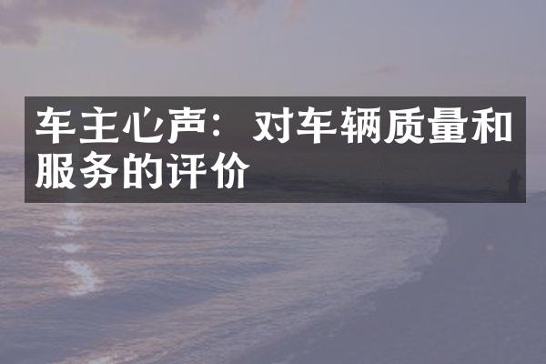 车主心声：对车辆质量和服务的评价