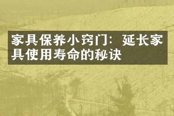 家具保养小窍门：延长家具使用寿命的秘诀