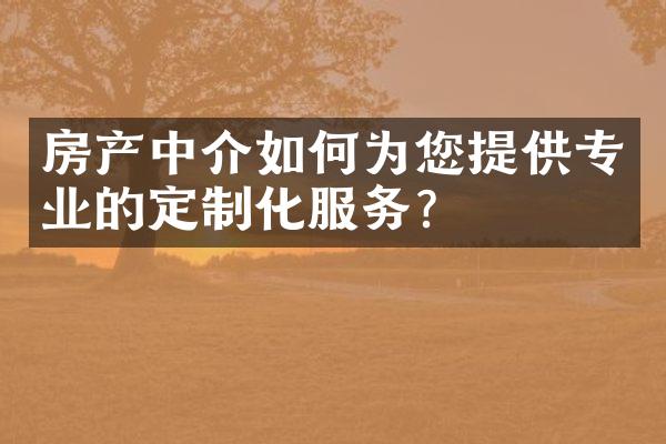 房产中介如何为您提供专业的定制化服务？