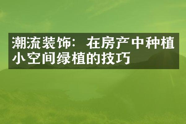 潮流装饰：在房产中种植小空间绿植的技巧