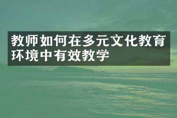 教师如何在多元文化教育环境中有效教学