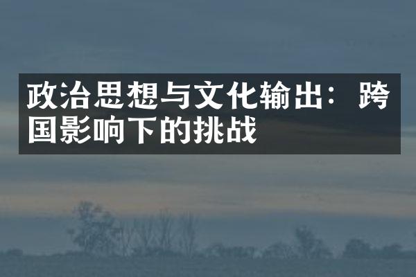 政治思想与文化输出：跨国影响下的挑战