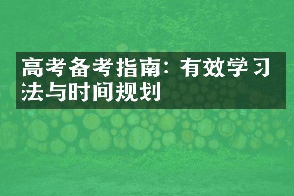 高考备考指南: 有效学方法与时间规划