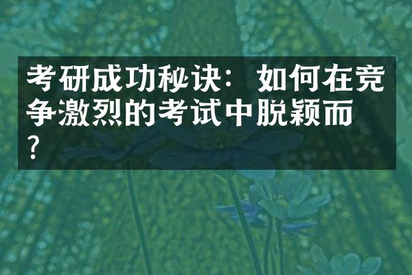 考研成功秘诀：如何在竞争激烈的考试中脱颖而出？