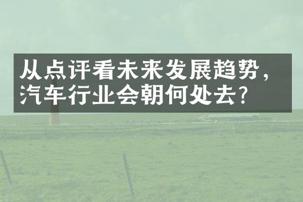 从点评看未来发展趋势，汽车行业会朝何处去？