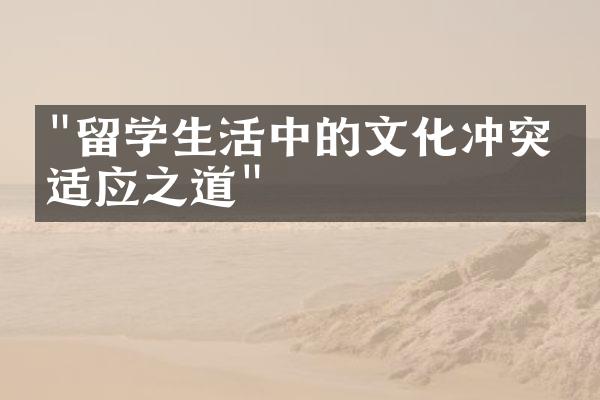 "留学生活中的文化冲突与适应之道"