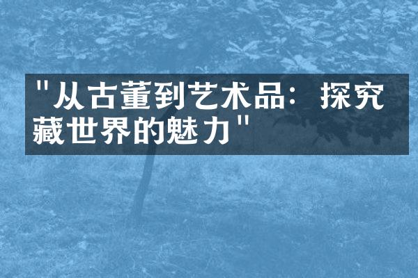 "从古董到艺术品：探究收藏世界的魅力"