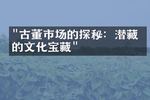 "古董市场的探秘：潜藏着的文化宝藏"