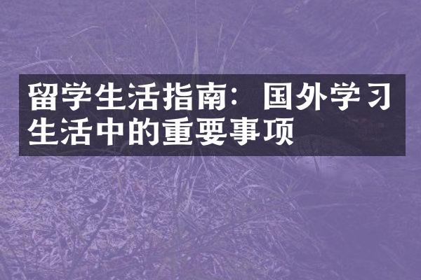 留学生活指南：国外学习生活中的重要事项