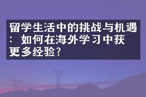 留学生活中的挑战与机遇：如何在海外学习中获得更多经验？