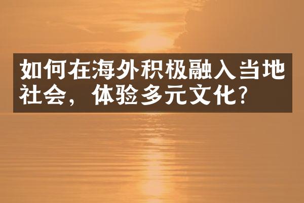 如何在海外积极融入当地社会，体验多元文化？