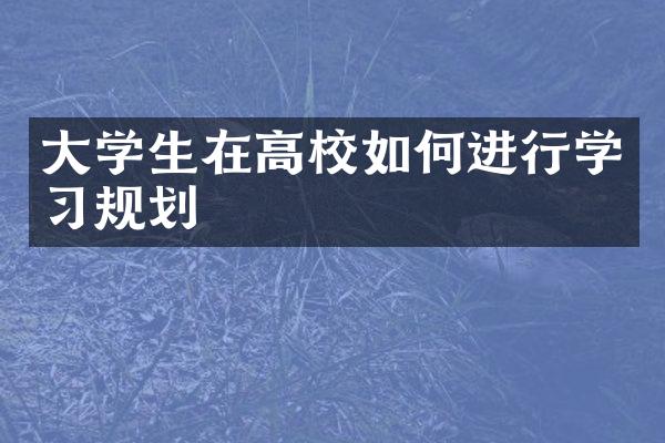 大学生在高校如何进行学习规划