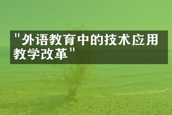 "外语教育中的技术应用与教学改革"