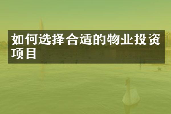 如何选择合适的物业投资项目