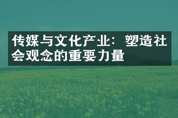 传媒与文化产业：塑造社会观念的重要力量