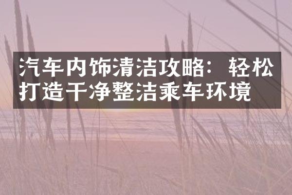 汽车内饰清洁攻略：轻松打造干净整洁乘车环境