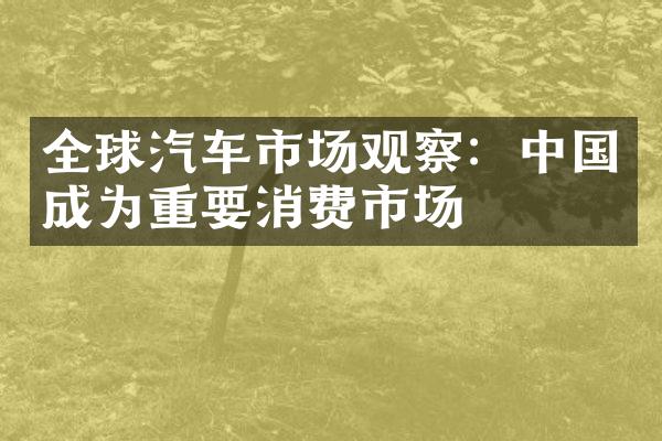 全球汽车市场观察：中国成为重要消费市场