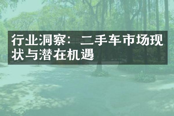 行业洞察：二手车市场现状与潜在机遇