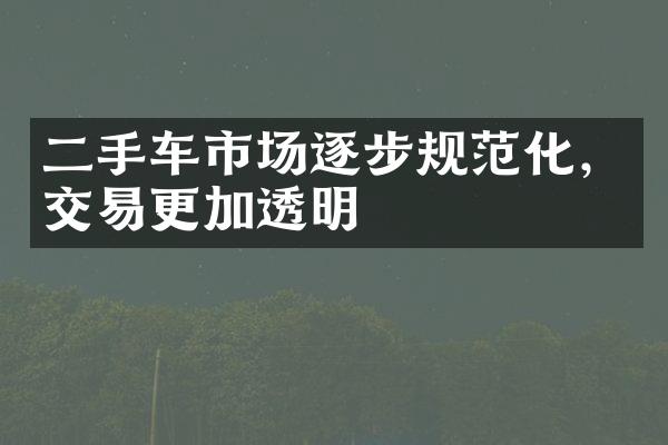 二手车市场逐步规范化，交易更加透明