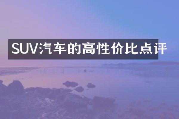 SUV汽车的高性价比点评