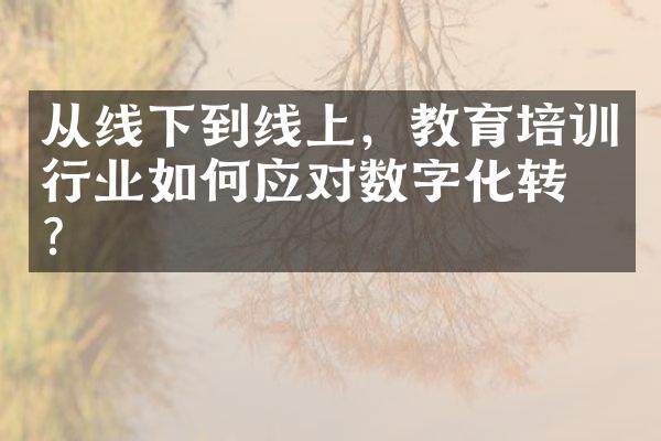 从线下到线上，教育培训行业如何应对数字化转型？