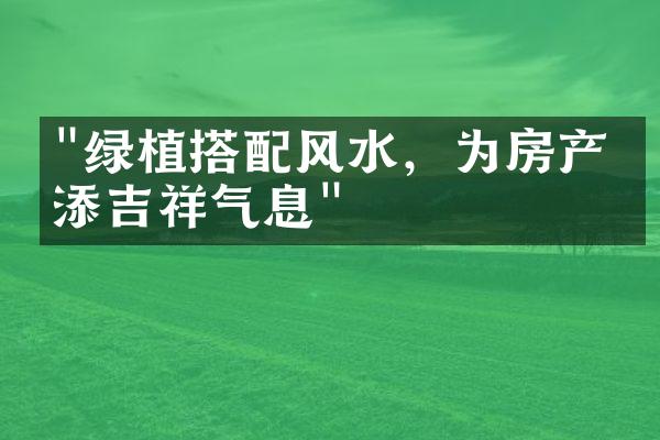 "绿植搭配风水，为房产增添吉祥气息"