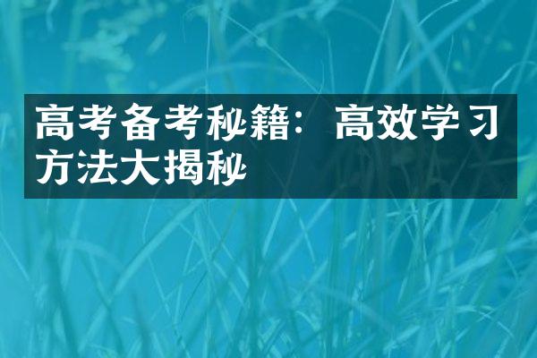 高考备考秘籍：高效学习方法大揭秘