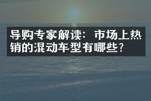 导购专家解读：市场上热销的混动车型有哪些？