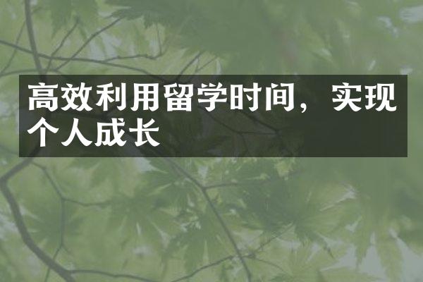 高效利用留学时间，实现个人成长