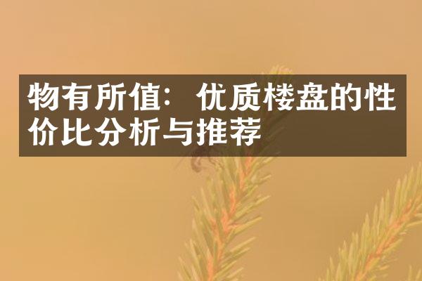 物有所值：优质楼盘的性价比分析与推荐