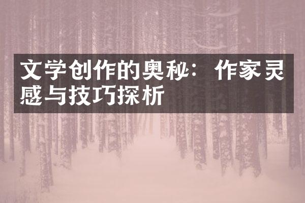 文学创作的奥秘：作家灵感与技巧探析